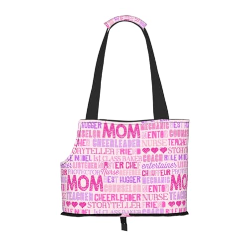 Kuilepa Best Mom Ever Hundetragetasche für kleine Hunde, weiche Seiten, Haustier-Tragetasche mit Taschen, tragbare mittelgroße Hunde, Welpen, große Katzen, Reisehandtasche für Wandern, Reisen, Outdoor von Kuilepa
