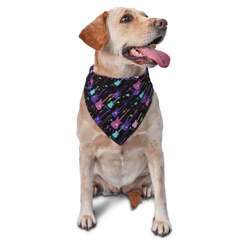 Kuilepa Buntes Hundehalstuch, Motiv: Gitarre, Geburtstagsgeschenk, waschbar, Weihnachts-Bandana, Schal für kleine bis große Hunde, Welpen, Katzen von Kuilepa