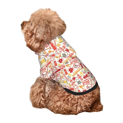 Kuilepa Feuerwehrmann-Aufdruck, Hunde-Kapuzenpullover für kleine, mittelgroße und große Hunde, Größe XS - XXL Kuilepa Feuerwehrmann-Aufdruck, Hunde-Kapuzenpullover für kleine, mittelgroße und große Hunde, Größe XS - XXL von Kuilepa