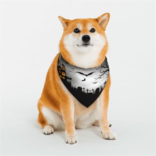 Kuilepa Happy Halloween Hundehalstuch, Geburtstagsgeschenk, waschbar, für kleine bis große Hunde, Welpen, Katzen, Größe M von Kuilepa
