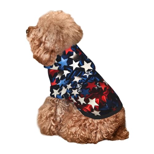 Kuilepa Hunde-Kapuzenpullover für kleine, mittelgroße und große Hunde, Rot / Blau / Weiß mit Sternen (XS - XXL) von Kuilepa