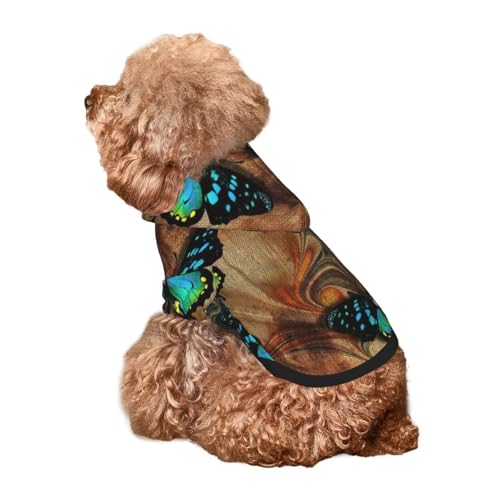 Kuilepa Hunde-Kapuzenpullover im Vintage-Stil, Schmetterlings-Motiv, für kleine, mittelgroße und große Hunde, Größe XS - XXL Kuilepa Hunde-Kapuzenpullover im Vintage-Stil, Schmetterlings-Motiv, für kleine, mittelgroße und große Hunde, Größe XS - XXL von Kuilepa