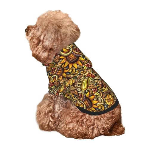 Kuilepa Hunde-Kapuzenpullover im Vintage-Stil, Sonnenblume und Mais, Herbstdruck, Sicherheitshundpullover, Hundekleidung, Hunde-Kapuzenpullover für kleine, mittelgroße und große Hunde (Größe XS-XXL) von Kuilepa