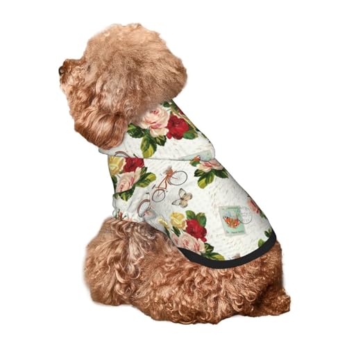 Kuilepa Hunde-Kapuzenpullover im Vintage-Stil mit Blumen- und Schmetterlings-Aufdruck, Sicherheits-Hundekleidung, Hunde-Kapuzenpullover für kleine, mittelgroße und große Hunde (Größe XS-XXL) von Kuilepa