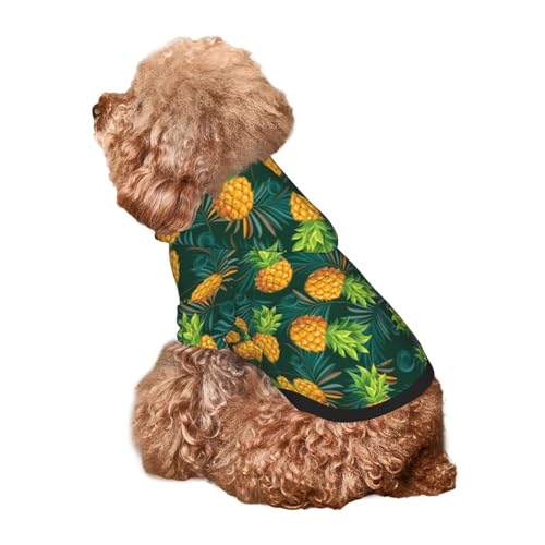 Kuilepa Hunde-Kapuzenpullover mit Ananas-Motiv und Palmblättern, Sicherheitshundpullover, Hundekleidung, Hunde-Kapuzenpullover für kleine, mittelgroße und große Hunde (Größe XS-XXL) von Kuilepa