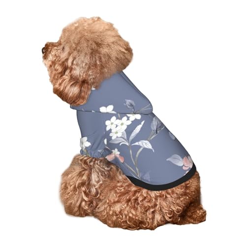 Kuilepa Hunde-Kapuzenpullover mit Aquarell-Blumen und Schmetterlings-Aufdruck, Sicherheits-Hundekleidung, Hunde-Kapuzenpullover für kleine, mittelgroße und große Hunde (Größe XS-XXL) von Kuilepa