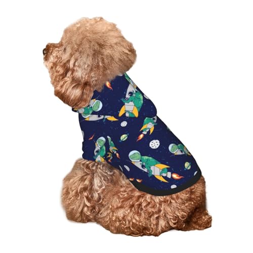 Kuilepa Hunde-Kapuzenpullover mit Astronauten-Dinosaurier-Druck, Sicherheits-Hundekleidung, Hunde-Kapuzenpullover für kleine, mittelgroße und große Hunde (Größe XS-XXL) von Kuilepa