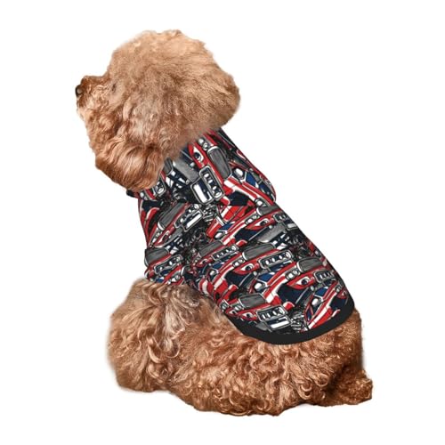 Kuilepa Hunde-Kapuzenpullover mit Auto-Aufdruck, für kleine, mittelgroße und große Hunde, Rot und Blau (XS - XXL) von Kuilepa
