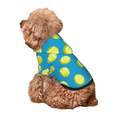 Kuilepa Hunde-Kapuzenpullover mit Ball-Tennis-Aufdruck, Sicherheits-Hundekleidung, Hunde-Kapuzenpullover für kleine, mittelgroße und große Hunde (Größe XS-XXL) von Kuilepa