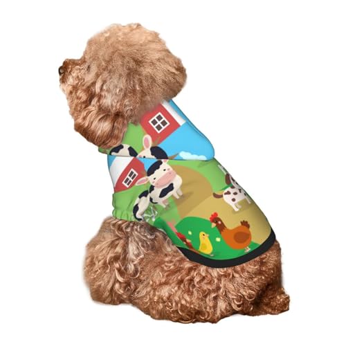 Kuilepa Hunde-Kapuzenpullover mit Bauernhoftier-Aufdruck, Sicherheits-Hundekleidung, Hunde-Kapuzenpullover für kleine, mittelgroße und große Hunde (Größe XS-XXL) von Kuilepa
