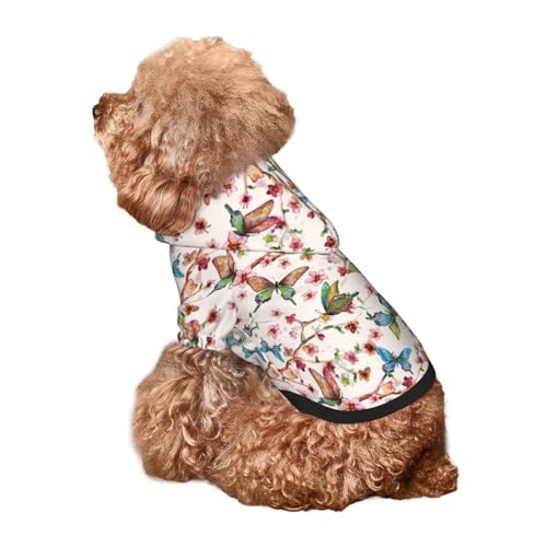Kuilepa Hunde-Kapuzenpullover mit Blumenmuster und Schmetterlingen, Sicherheits-Hundekleidung, Hunde-Kapuzenpullover für kleine, mittelgroße und große Hunde (Größe XS-XXL) von Kuilepa