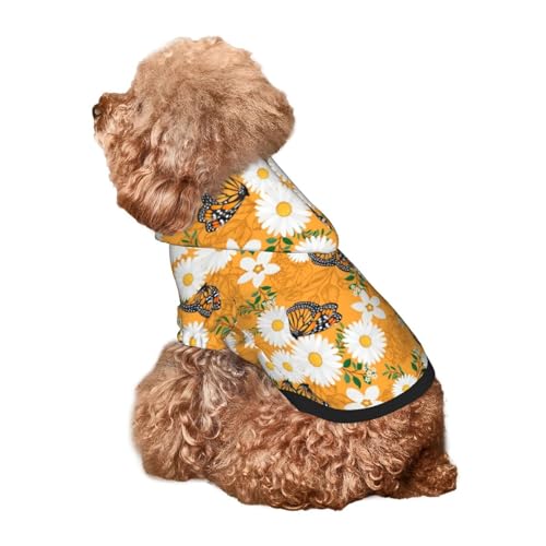 Kuilepa Hunde-Kapuzenpullover mit Blumenmuster und Schmetterlingen, für kleine, mittelgroße und große Hunde, Größe XS - XXL, Weiß von Kuilepa