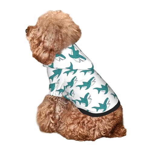 Kuilepa Hunde-Kapuzenpullover mit Cartoon-Hai-Aufdruck, Sicherheits-Hundekleidung, Hunde-Kapuzenpullover für kleine, mittelgroße und große Hunde (Größe XS-XXL) von Kuilepa