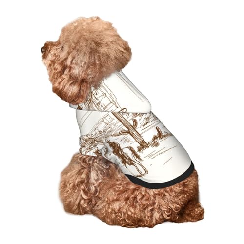 Kuilepa Hunde-Kapuzenpullover mit Cowboy-Aufdruck in der Wüste, Sicherheitshundepullover, Hundekleidung, Hunde-Kapuzenpullover für kleine, mittelgroße und große Hunde (Größe XS-XXL) von Kuilepa