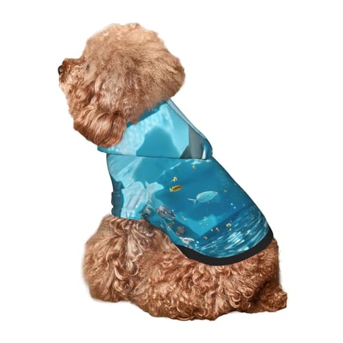 Kuilepa Hunde-Kapuzenpullover mit Delfin-Szenen-Druck, Sicherheits-Hundepullover, Hundekleidung, Hunde-Kapuzenpullover für kleine, mittelgroße und große Hunde (Größe XS-XXL) von Kuilepa