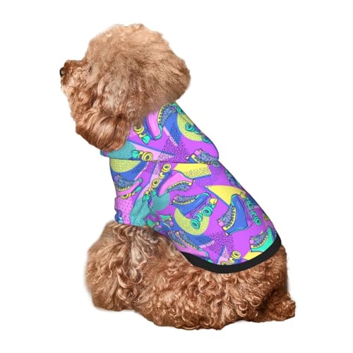 Kuilepa Hunde-Kapuzenpullover mit Disco-Rollschuh-Aufdruck, Sicherheits-Hundekleidung, Hunde-Kapuzenpullover für kleine, mittelgroße und große Hunde (Größe XS-XXL) von Kuilepa