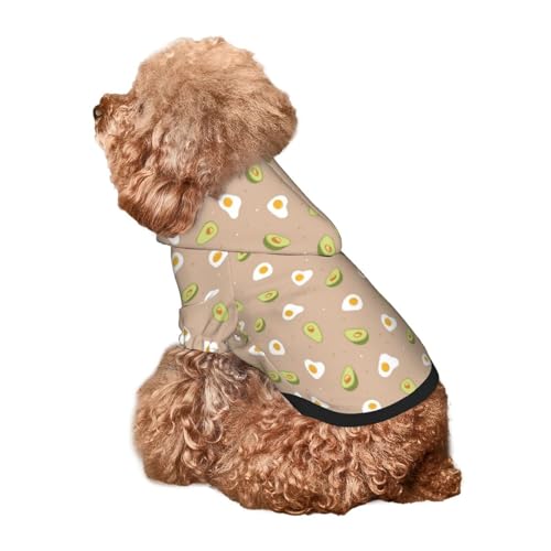 Kuilepa Hunde-Kapuzenpullover mit Ei- und Avocado-Aufdruck, Sicherheits-Hundekleidung, Hunde-Kapuzenpullover für kleine, mittelgroße und große Hunde (Größe XS-XXL) von Kuilepa
