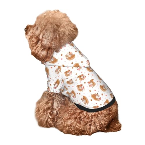 Kuilepa Hunde-Kapuzenpullover mit Eichhörnchen- und Rosen-Aufdruck, Sicherheits-Hundekleidung, Hunde-Kapuzenpullover für kleine, mittelgroße und große Hunde (Größe XS-XXL) von Kuilepa