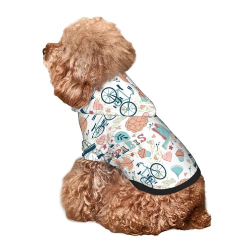 Kuilepa Hunde-Kapuzenpullover mit Eiffelturm-Aufdruck, Sicherheits-Hundekleidung, Hunde-Kapuzenpullover für kleine, mittelgroße und große Hunde (Größe XS-XXL) von Kuilepa