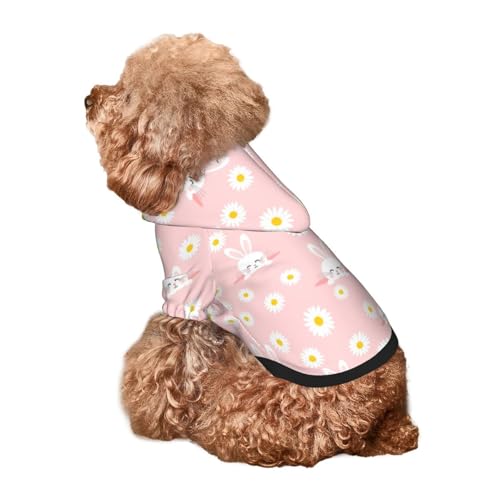 Kuilepa Hunde-Kapuzenpullover mit Hasen-Sonnenblumen-Aufdruck, Sicherheits-Hundekleidung, Hunde-Kapuzenpullover für kleine, mittelgroße und große Hunde (Größe XS-XXL) von Kuilepa