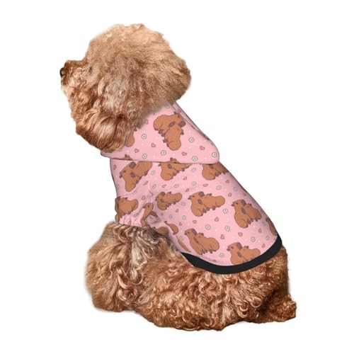 Kuilepa Hunde-Kapuzenpullover mit Herz-Capybara-Aufdruck, Sicherheits-Hundekleidung, Hunde-Kapuzenpullover für kleine, mittelgroße und große Hunde (Größe XS-XXL) von Kuilepa