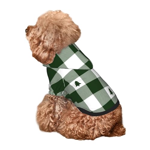 Kuilepa Hunde-Kapuzenpullover mit Holzfäller-Karo-Muster, für kleine, mittelgroße und große Hunde, Grün / Weiß von Kuilepa