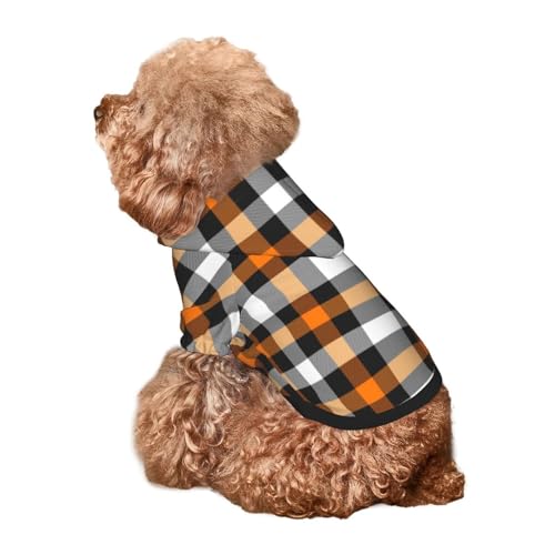 Kuilepa Hunde-Kapuzenpullover mit Karomuster, für kleine, mittelgroße und große Hunde, Orange von Kuilepa
