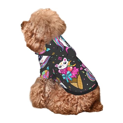 Kuilepa Hunde-Kapuzenpullover mit Katzen-Eiscreme-Aufdruck, Sicherheits-Hundekleidung, Hunde-Kapuzenpullover für kleine, mittelgroße und große Hunde (Größe XS-XXL) von Kuilepa
