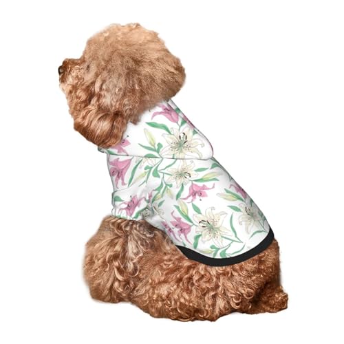 Kuilepa Hunde-Kapuzenpullover mit Lilien-Blumendruck, Sicherheits-Hundekleidung, Hunde-Kapuzenpullover für kleine, mittelgroße und große Hunde (Größe XS-XXL) von Kuilepa