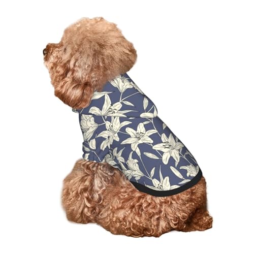 Kuilepa Hunde-Kapuzenpullover mit Lilien-Blumendruck, Sicherheits-Hundekleidung, Hunde-Kapuzenpullover für kleine, mittelgroße und große Hunde (Größe XS-XXL) von Kuilepa