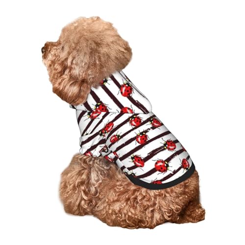 Kuilepa Hunde-Kapuzenpullover mit Marienkäfer-Motiv, gestreift, für kleine, mittelgroße und große Hunde, Größe XS - XXL von Kuilepa