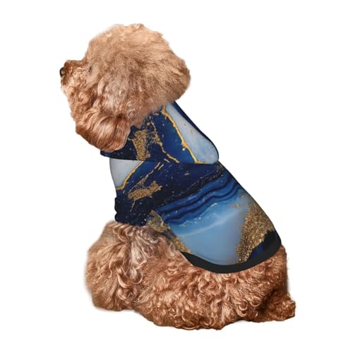 Kuilepa Hunde-Kapuzenpullover mit Marmor-Druck, für kleine, mittelgroße und große Hunde, Marineblau, Größe XS - XXL von Kuilepa