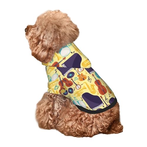 Kuilepa Hunde-Kapuzenpullover mit Musikinstrumenten-Aufdruck, Sicherheits-Hundekleidung, Hunde-Kapuzenpullover für kleine, mittelgroße und große Hunde (Größe XS-XXL) von Kuilepa