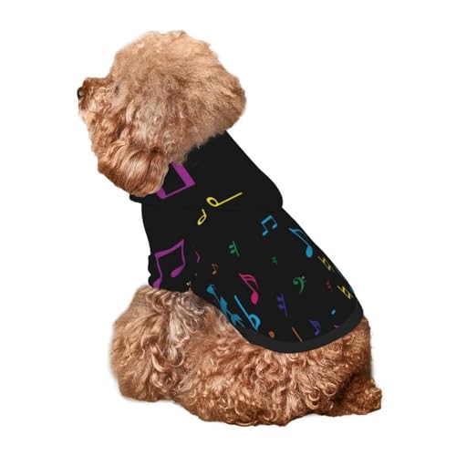 Kuilepa Hunde-Kapuzenpullover mit Musiknoten-Aufdruck, Sicherheitshundepullover, Hundekleidung, Hunde-Kapuzenpullover für kleine, mittelgroße und große Hunde (Größe XS - XXL) von Kuilepa