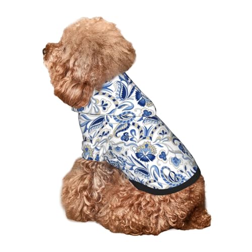 Kuilepa Hunde-Kapuzenpullover mit Paisleymuster, für kleine, mittelgroße und große Hunde, Blau von Kuilepa