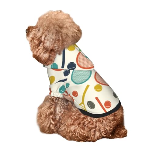 Kuilepa Hunde-Kapuzenpullover mit Schläger- und Tennisball-Aufdruck, Sicherheits-Hundekleidung, Hunde-Kapuzenpullover für kleine, mittelgroße und große Hunde (Größe XS-XXL) von Kuilepa