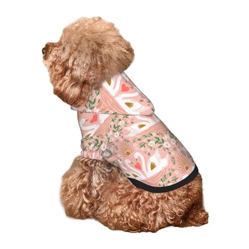 Kuilepa Hunde-Kapuzenpullover mit Schwanenpaaraufdruck, Sicherheits-Hundekleidung, Hunde-Kapuzenpullover für kleine, mittelgroße und große Hunde (Größe XS-XXL) von Kuilepa