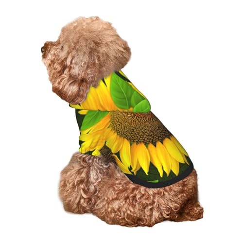Kuilepa Hunde-Kapuzenpullover mit Sonnenblumen-Aufdruck, Sicherheits-Hundekleidung, Hunde-Kapuzenpullover für kleine, mittelgroße und große Hunde (Größe XS-XXL) von Kuilepa