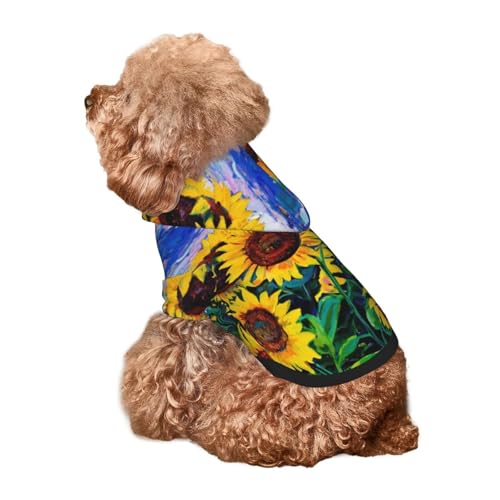 Kuilepa Hunde-Kapuzenpullover mit Sonnenblumen-Motiv, für kleine, mittelgroße und große Hunde, Größe XS - XXL von Kuilepa