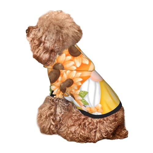 Kuilepa Hunde-Kapuzenpullover mit Sonnenblumen-Zwergen-Aufdruck, Sicherheits-Hundekleidung, Hunde-Kapuzenpullover für kleine, mittelgroße und große Hunde (Größe XS-XXL) von Kuilepa