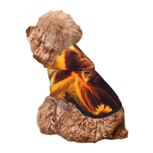 Kuilepa Hunde-Kapuzenpullover mit Sonnenblumen- und Kuh-Motiv, Vintage-Stil, Sicherheits-Hundekleidung, Hunde-Kapuzenpullover für kleine, mittelgroße und große Hunde (Größe XS-XXL) von Kuilepa
