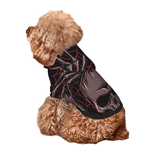 Kuilepa Hunde-Kapuzenpullover mit Spinne und Totenkopf-Aufdruck, Sicherheits-Hundekleidung, Hunde-Kapuzenpullover für kleine, mittelgroße und große Hunde (Größe XS-XXL) von Kuilepa