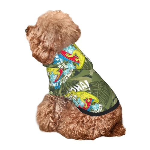 Kuilepa Hunde-Kapuzenpullover mit Surf-Dinosaurier-Druck, Sicherheits-Hundekleidung, Hunde-Kapuzenpullover für kleine, mittelgroße und große Hunde (Größe XS-XXL) von Kuilepa