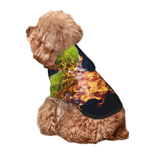 Kuilepa Hunde-Kapuzenpullover mit Tennisball in Fire1-Aufdruck, Sicherheits-Hundekleidung, Hunde-Kapuzenpullover für kleine, mittelgroße und große Hunde (Größe XS-XXL) von Kuilepa