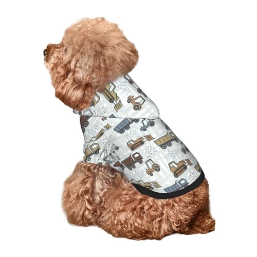 Kuilepa Hunde-Kapuzenpullover mit Traktor- und Kipperaufdruck, Sicherheits-Hundekleidung, Hunde-Kapuzenpullover für kleine, mittelgroße und große Hunde (Größe XS-XXL) von Kuilepa