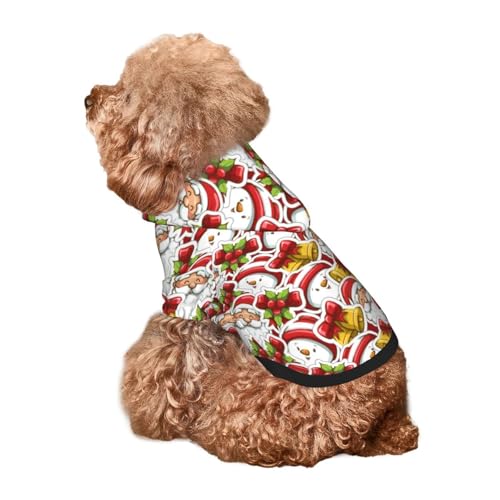 Kuilepa Hunde-Kapuzenpullover mit Weihnachtsmann-Glocken, Schneemann-Druck, Sicherheits-Hundepullover, Hunde-Kapuzenpullover für kleine, mittelgroße und große Hunde (Größe XS-XXL) von Kuilepa
