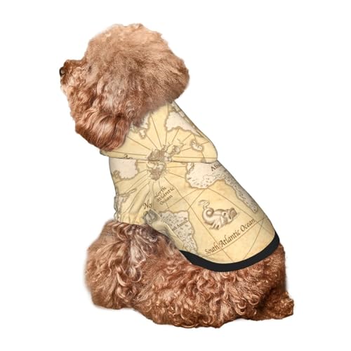 Kuilepa Hunde-Kapuzenpullover mit Weltkarten-Aufdruck, Sicherheits-Hundekleidung, Hunde-Kapuzenpullover für kleine, mittelgroße und große Hunde (Größe XS-XXL) von Kuilepa