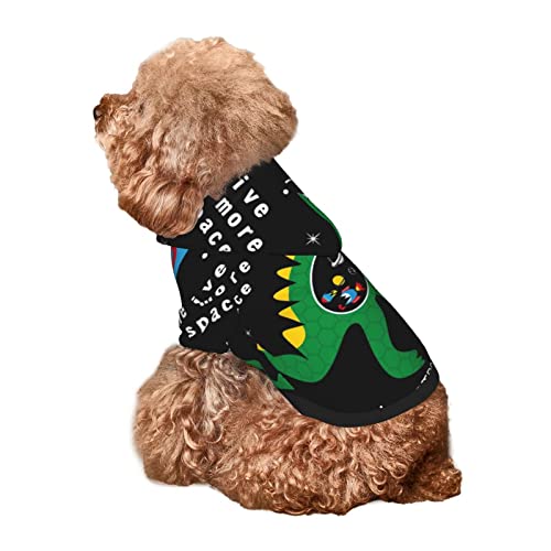 Kuilepa Hunde-Kapuzenpullover mit Weltraum-Dino-Muster, schwarzer Aufdruck, Sicherheits-Hundekleidung, Hunde-Kapuzenpullover für kleine, mittelgroße und große Hunde (Größe XS-XXL) von Kuilepa
