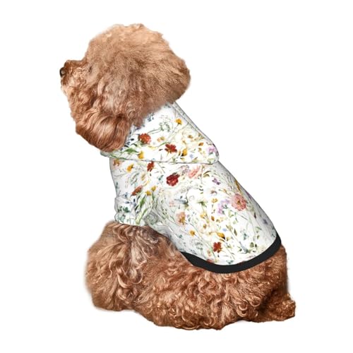 Kuilepa Hunde-Kapuzenpullover mit Wildblumen-Aquarell-Druck, Sicherheits-Hundekleidung, Hunde-Kapuzenpullover für kleine, mittelgroße und große Hunde (Größe XS - XXL) von Kuilepa