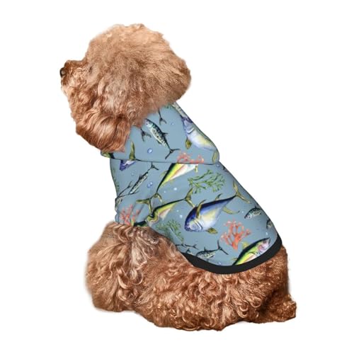 Kuilepa Hunde-Kapuzenpullover mit Wildseefisch-Aufdruck, Sicherheits-Hundekleidung, Hunde-Kapuzenpullover für kleine, mittelgroße und große Hunde (Größe XS-XXL) von Kuilepa